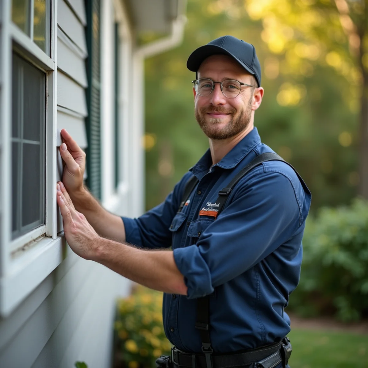 A homeowner checking an outdoor air conditioning condenser unit during a hot summer day in Bucks County, PA