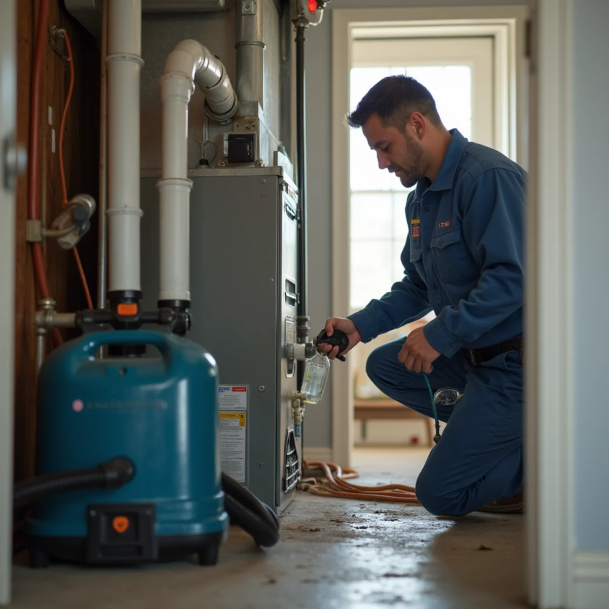 Flushing an AC condensate drain line