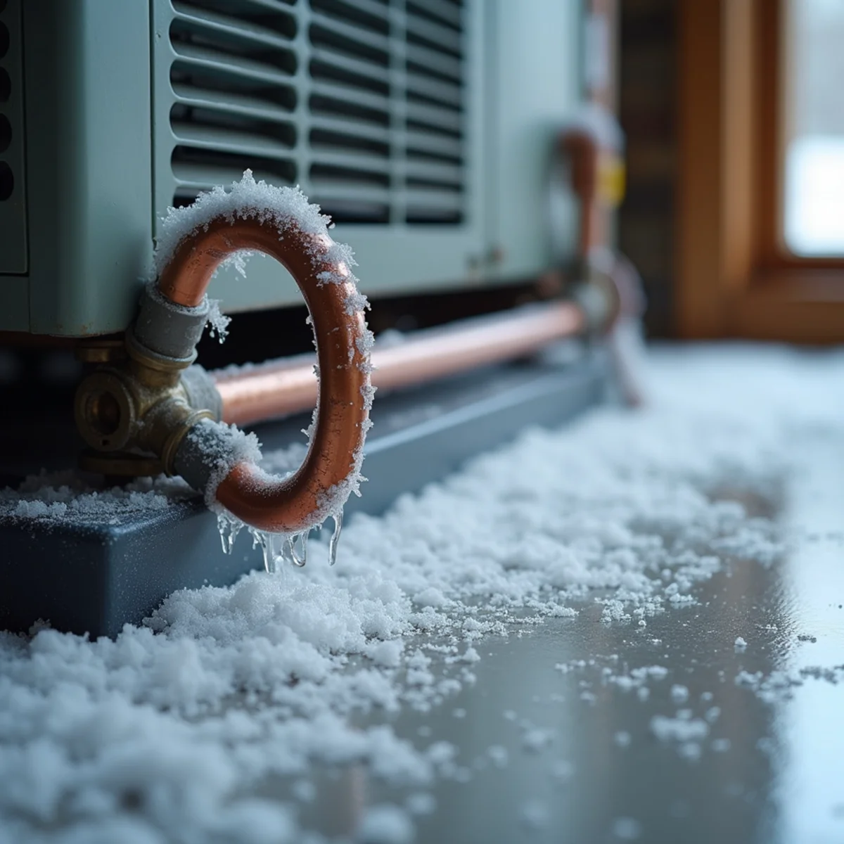 Ice forming on an AC refrigerant line