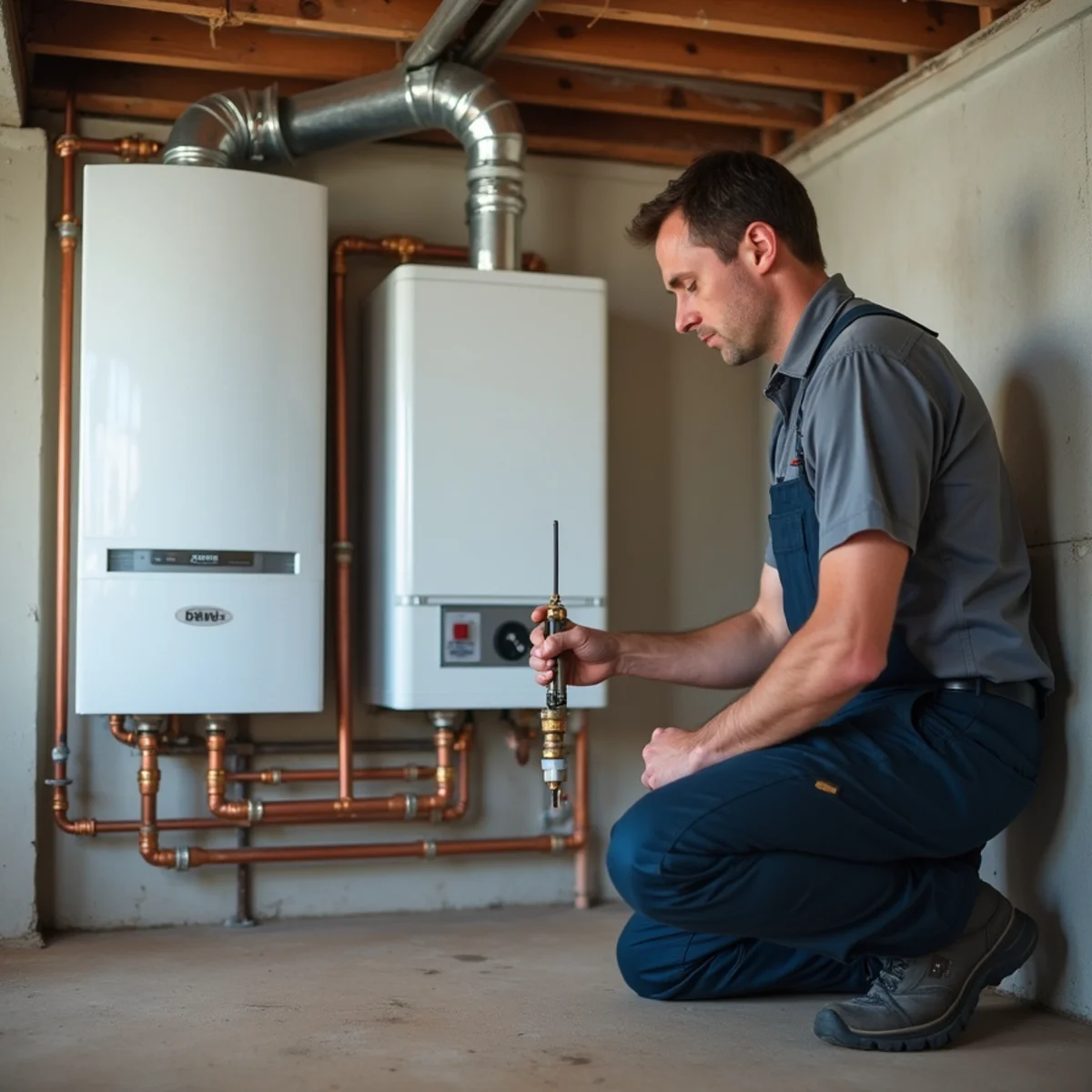 A newly installed boiler with neat copper piping