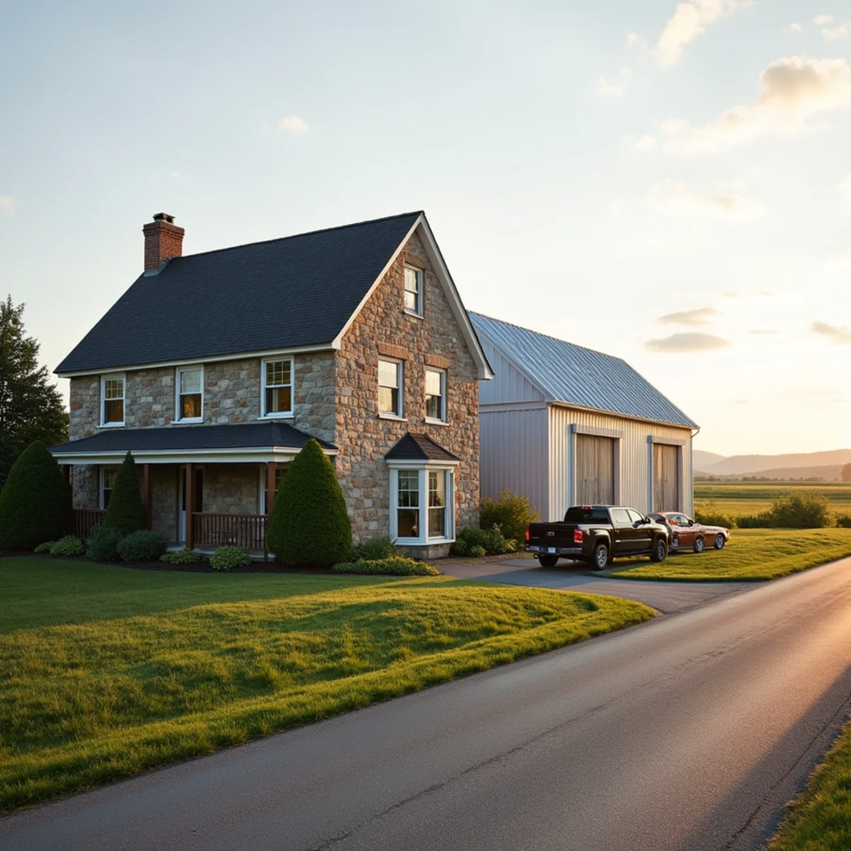Stone farmhouse with a frame addition on a rural road in northern Bucks County