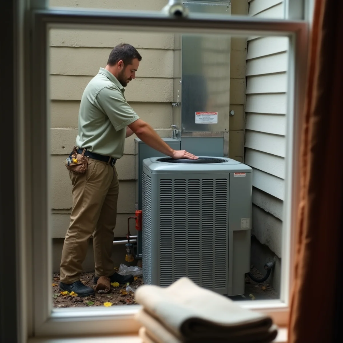 A heat pump outdoors and a furnace indoors connected as one system