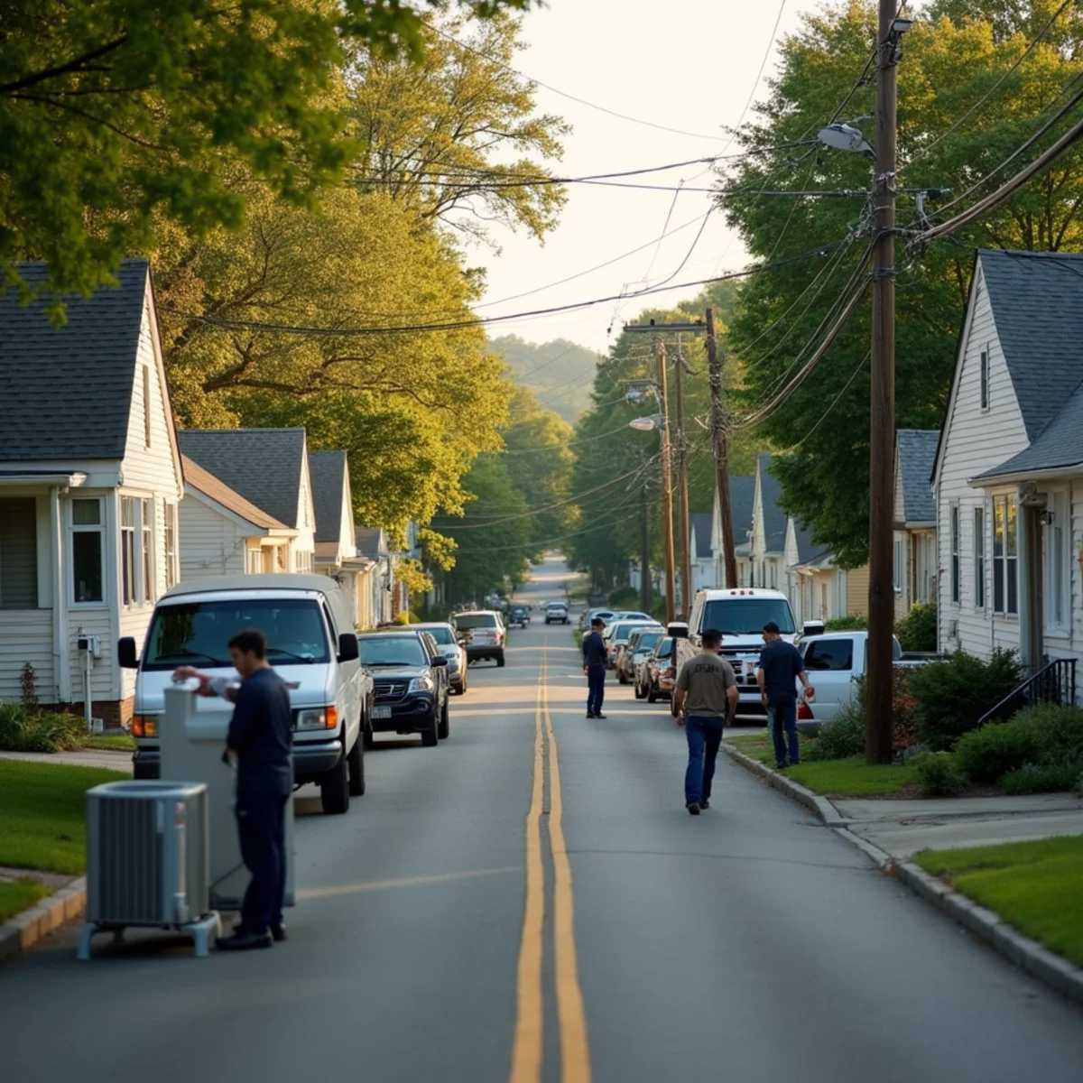 Residential street of small Cape Cod and ranch-style houses in a Lehigh Valley borough