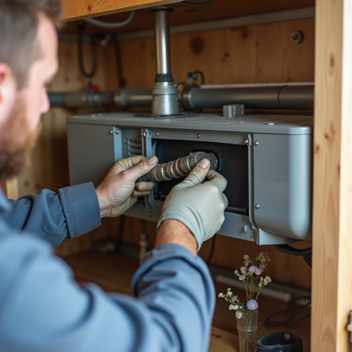 An indoor air handler connected to a heat pump system