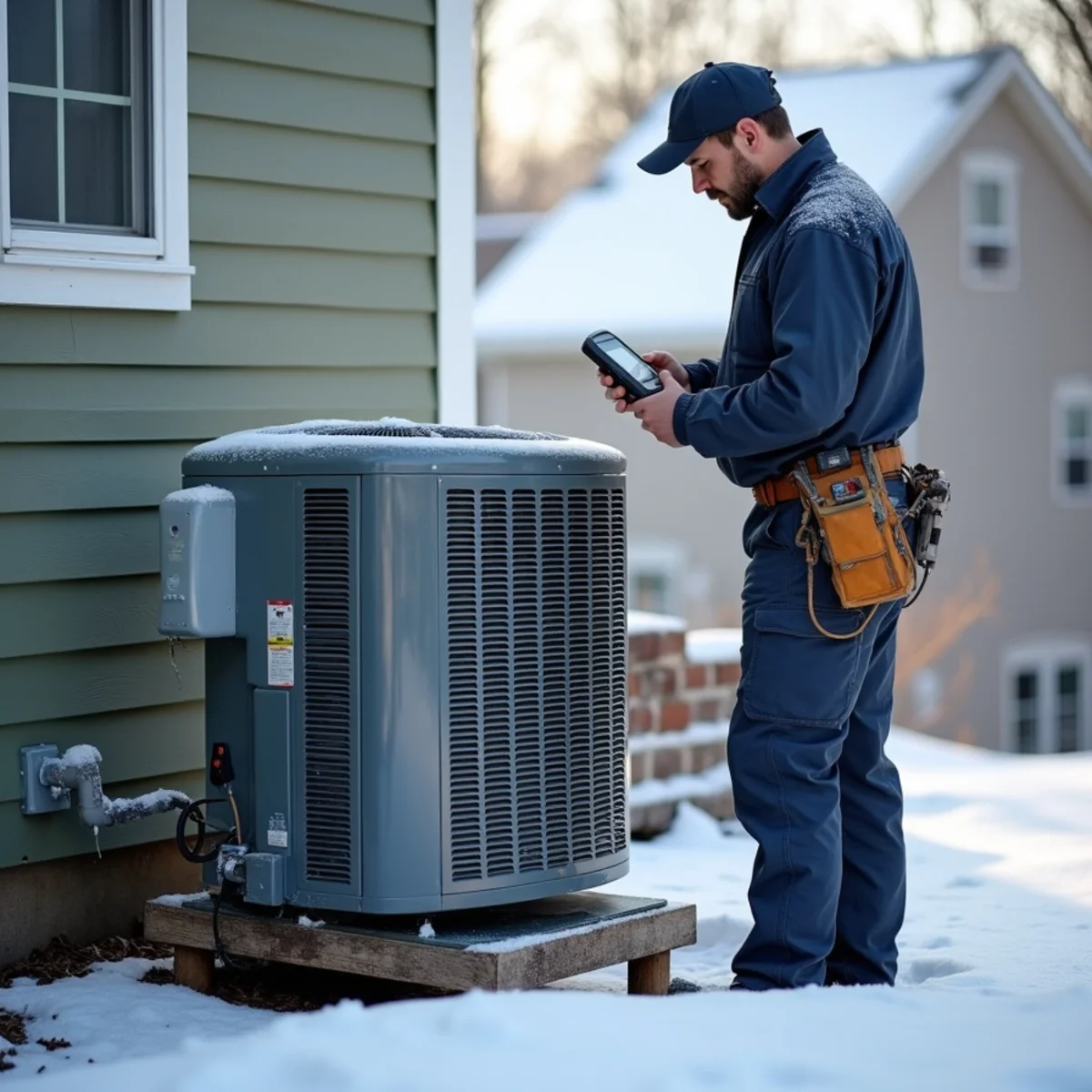 Outdoor heat pump unit installed at a home in Richland Township near Quakertown, PA