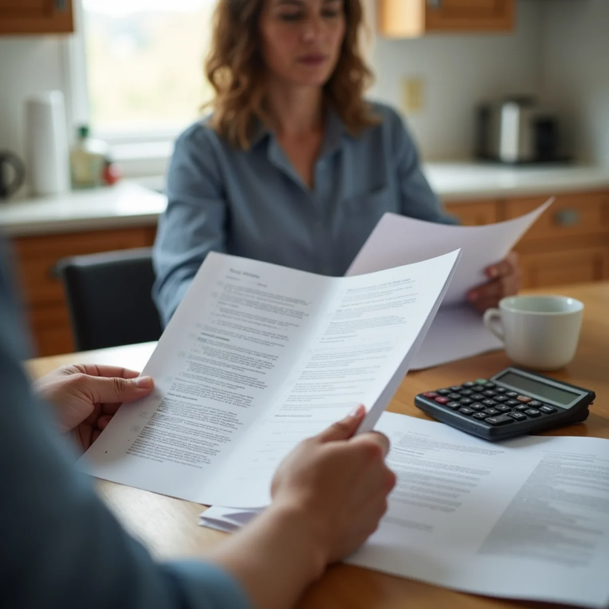 Two written proposals on a kitchen table
