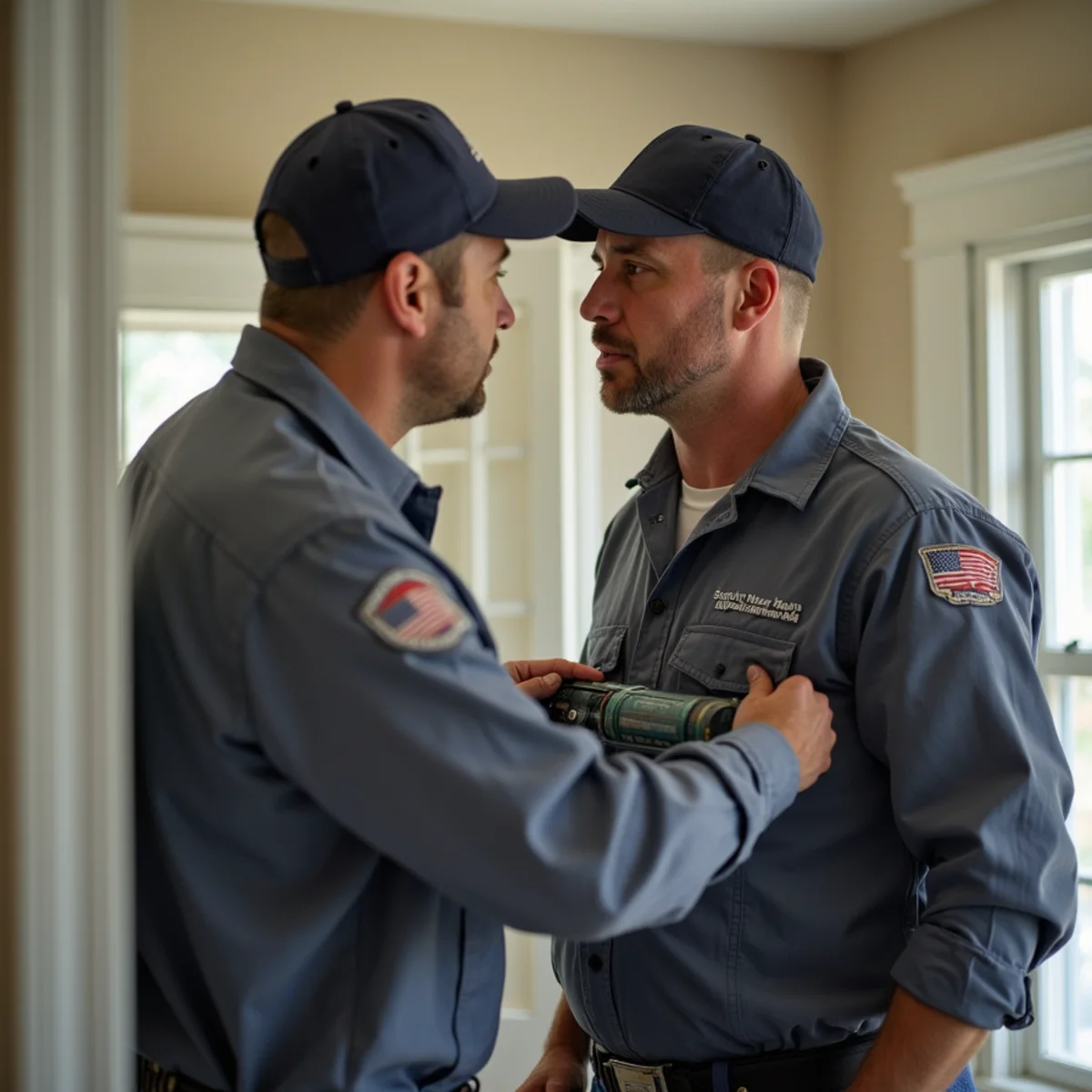 Homeowner replacing a pleated HVAC filter in a return air vent inside a Quakertown, PA home