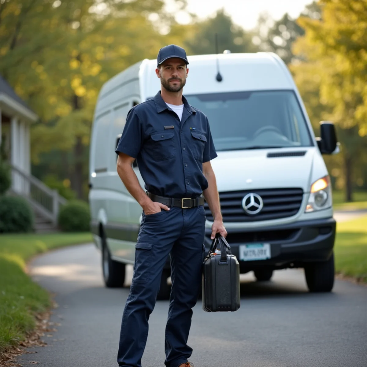 HVAC technician diagnosing heating and cooling equipment in a Quakertown, PA home