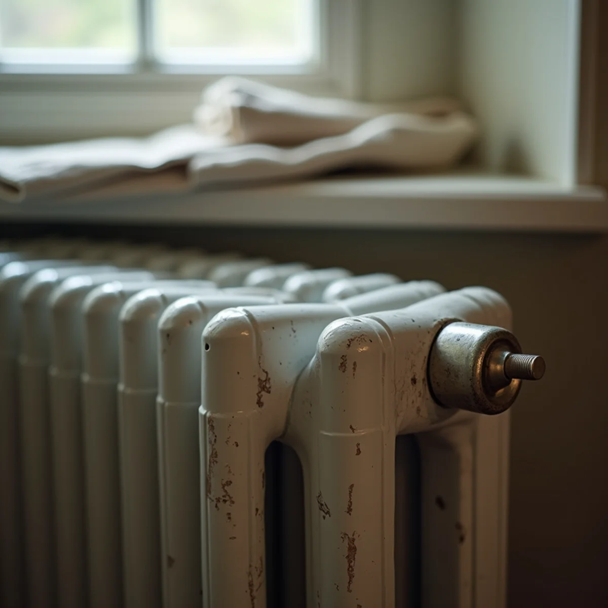 A steam radiator with a vent valve at the end