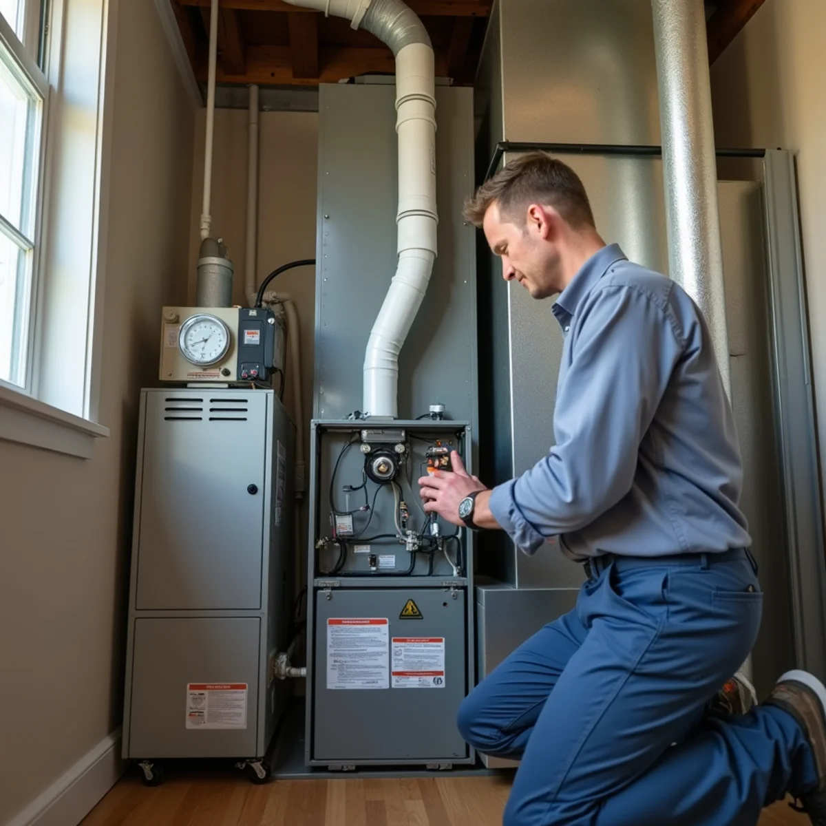 A whole-home dehumidifier ducted to the HVAC system